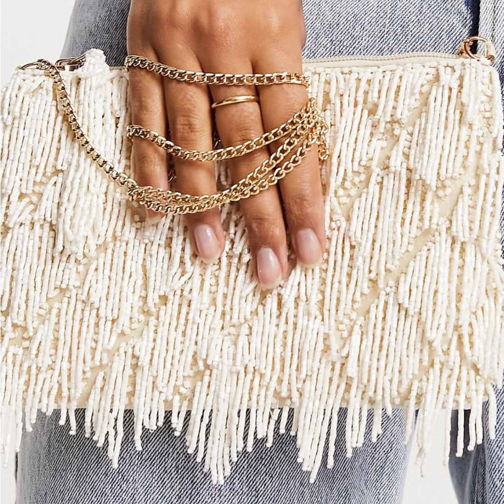 True Decadence Cream Beaded Bag